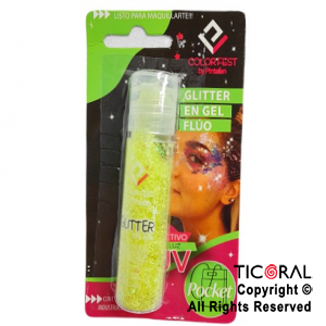 GLITTER EN GEL PELO ROSTRO CUERPO AMARILLO FLUO 855-01 X 20 GR x 1